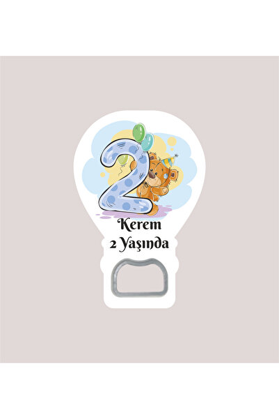 WMTasarim 2 Yaş Rakamlı Ayıcık Temalı Balon Açacak Magnet (Jelatin Paket Hedi...
