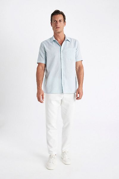 DeFacto Regular Fit Summer Polo Neck Basic Plain Short Sleeve Shirt D4497Ax24Sm