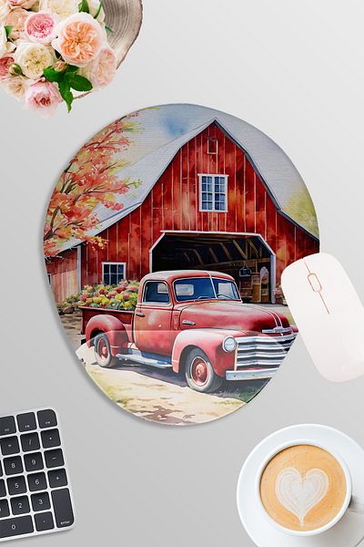 qoeuyl boutique Vintage Car Farm Printed Gamer Gaming Oval Wrist Support Mousepad