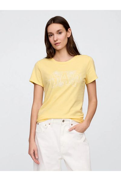 GAP Tricou galben cu logo Gap pentru femei