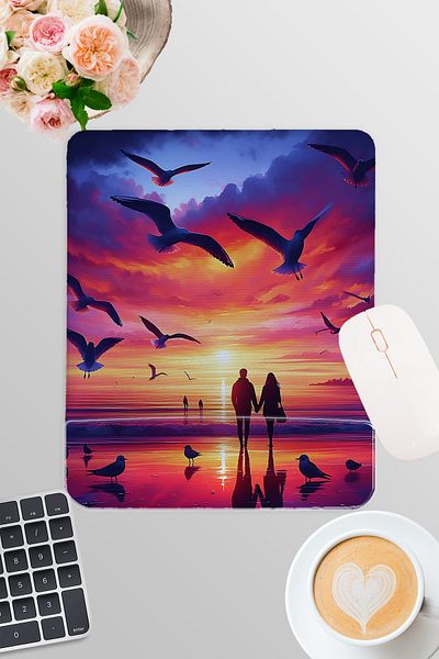 qoeuyl boutique Sea Sunset Sunset Printed Gamer Gaming Rectangular Wrist Support Mousepad