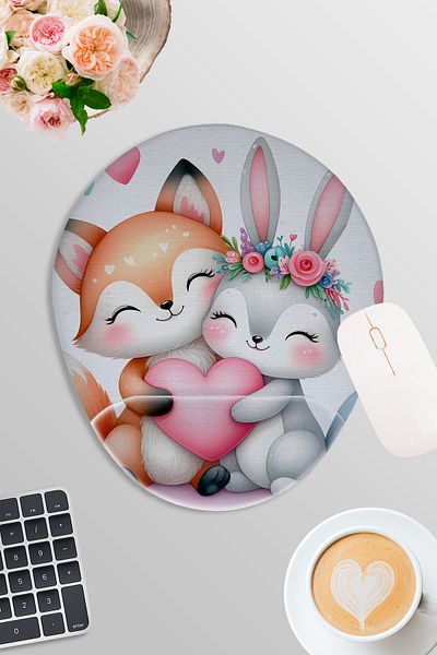 qoeuyl boutique Cute Animals No:3 Printed Gamer Gaming Oval Wrist Support Mousepad