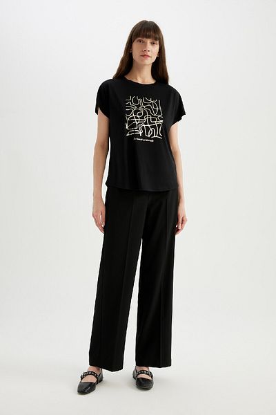 DeFacto Tričko Regular Fit s potiskem od Crew Neck D4655AX24HS