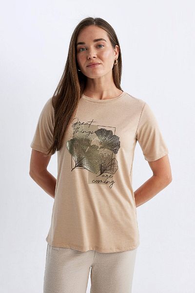 DeFacto Crew Neck Printed Regular Fit T-Shirt - D4657AX24HS