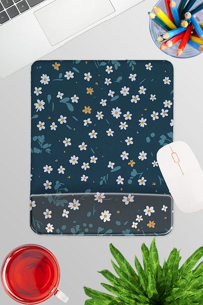 qoeuyl boutique Flower Patterns No:1 Printed Gamer Gaming Rectangular Mousepad with Wrist Support