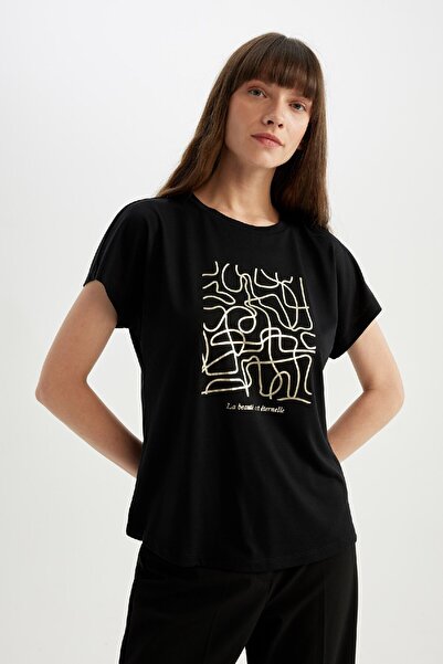 DeFacto Tričko Regular Fit s potiskem od Crew Neck D4655AX24HS