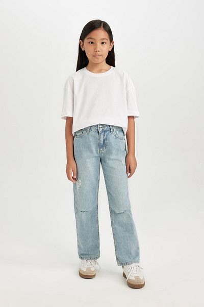 DeFacto Pantaloni de jeans pentru fete cu picior drept - cu buzunare D3370a824wn