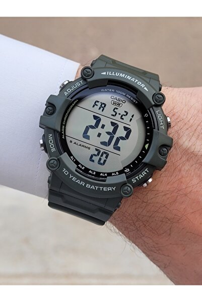 Casio Brand Digital with Calendar,Lighting,Silicone Cord Green Color Sport Men Wrist Watch