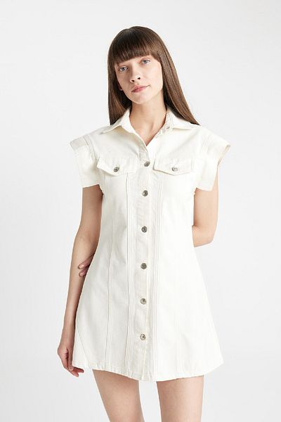 DeFacto Rochie mini jeans albă fără mâneci Fashion Fit D3900ax24hs