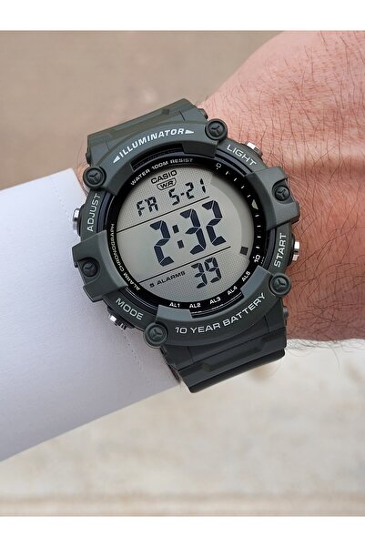 Casio Brand Digital with Calendar,Lighting,Silicone Cord Green Color Sport Men Wrist Watch