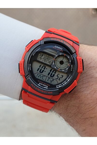 Casio Brand Digital with Calendar Silicone Cord Red Color Sport Men Wrist Watch