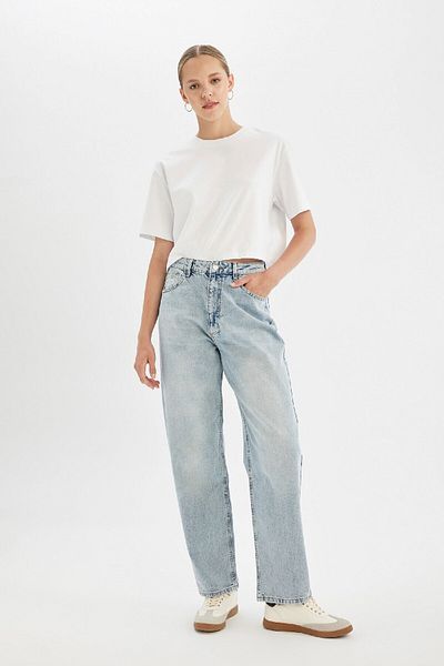 DeFacto Lange Jeanshose mit hoher Taille und Baggy-Passform - D3896ax24hs