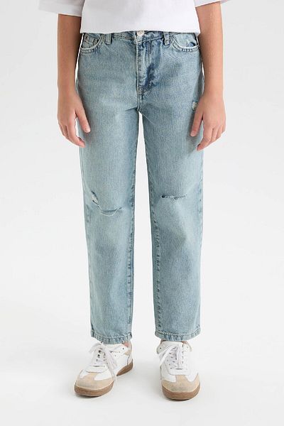 DeFacto Pantaloni de jeans skinny pentru fete Mom Fit cu detaliu rupt D3524A824WN
