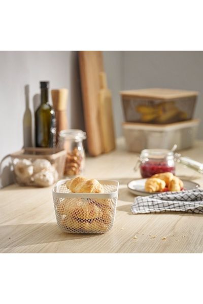 IKEA 365+ White Metal Food Storage Basket 14x14x10 cm – Durable, Compact, Open-Air Organizer