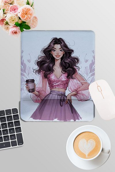 qoeuyl boutique Four Seasons Themed No:4 Coffee Printed Gamer Gaming Rectangular Mousepad with Wrist Support