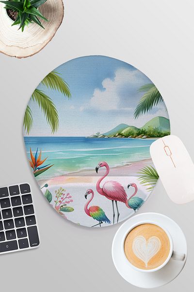 qoeuyl boutique Tropical Coast No:1 Printed Gamer Gaming Oval Wrist Suport Mousepad