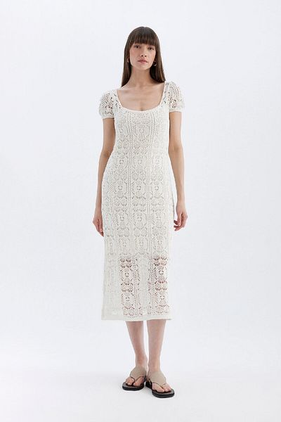 DeFacto Round Neck Short Sleeve Lace Midi Dress A8054Ax24Hs