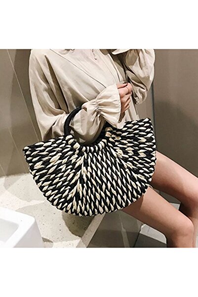 Luminos Butik Siyah Hasır Çanta 22x36 Cm CNT1062