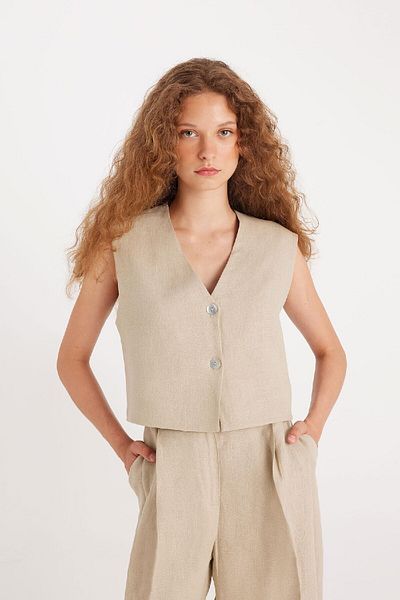 DeFacto Λινό Manuka Basic Blazer Γιλέκο - V-Neck 3150207