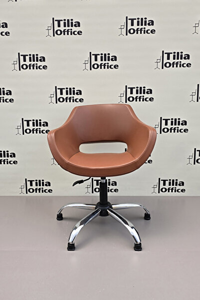 Tilia Monaco Çalışma Bekleme Koltuğu Kahverengi Krom Sabit Yonca Ayak