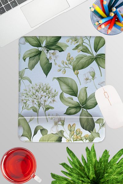 qoeuyl boutique Flori botanice de toamnă No:5 Mousepad dreptunghiular pentru gaming pentru jucători cu suport pentru încheietura mâinii