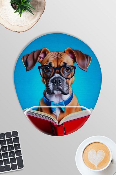 qoeuyl boutique Cute Dogs Reading Books No:3 Gamer Gaming Oval Wrist Supported Mousepad