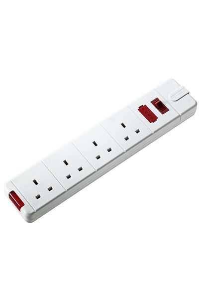 Masterplug Heavy Duty Extension Lead 4 Meter 4 Sockets 13A-White