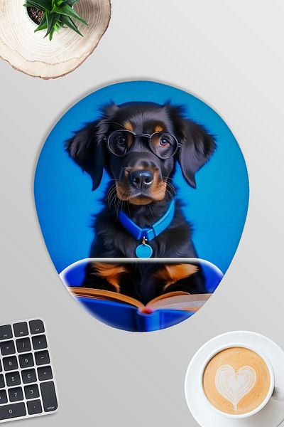 qoeuyl boutique Cute Dogs Reading Books No:4 Gamer Gaming Oval Wrist Supported Mousepad