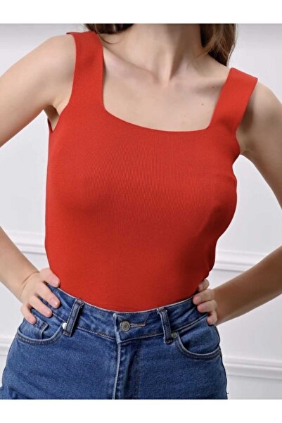 Mrs.idea Women's Square Neck Thick Strap Slim Knitwear Undershirt