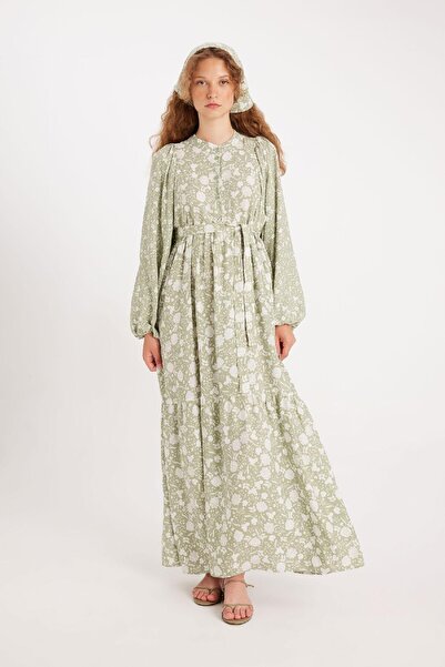 DeFacto Manuka x DeFacto - Šaty s dlouhým rukávem s potištěným límečkem D4375AX24HS