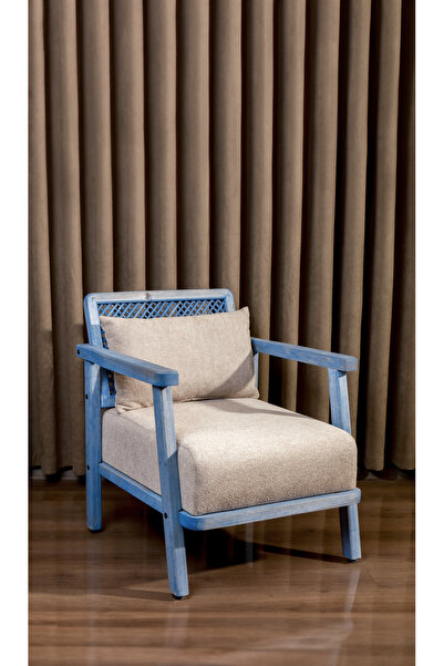 Aberteka Merlin Hazeranlı Mavi Ahşap SütlüKahve Teddy Berjer