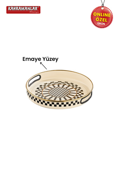Kahramanlar Prime Cream Emaye Servis Tepsi 28 CM
