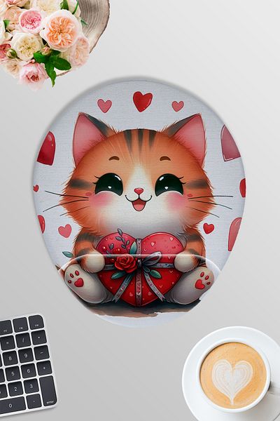 qoeuyl boutique Cute Animals No:7 Printed Gamer Gaming Oval Wrist Support Mousepad