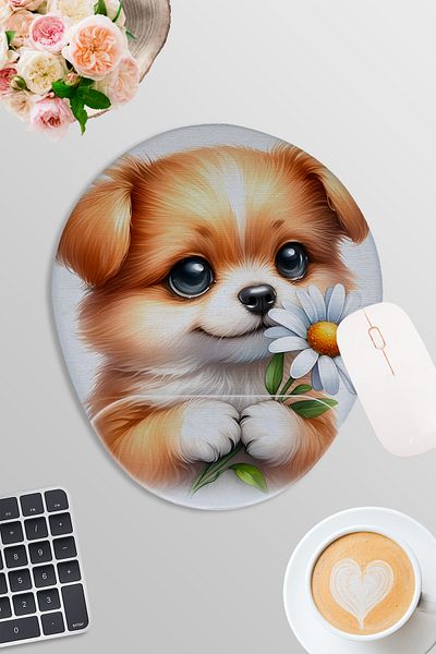 qoeuyl boutique Cute Animals No:2 Printed Gamer Gaming Oval Wrist Support Mousepad