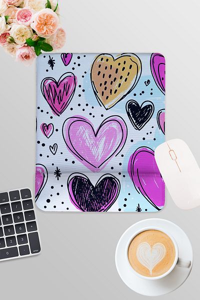 qoeuyl boutique Retro Heart No:1 Printed Gamer Gaming Ορθογώνιο ποντίκι με υποστήριξη καρπού