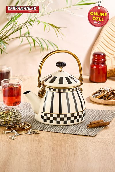 Kahramanlar Prime Cream Enamel Herbal Tea Pot