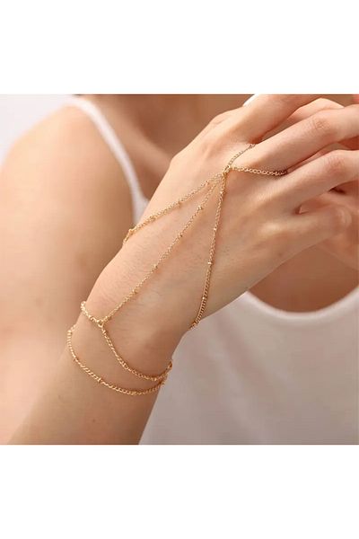 Girift Vintage Vega Gold Şahmeran Hand Jewelry - Hand Accessory