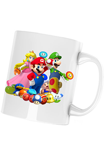 OEM Cana albă personalizată „Super Mario Bros All Team 3D World”, INOVATIX®. 330 ml