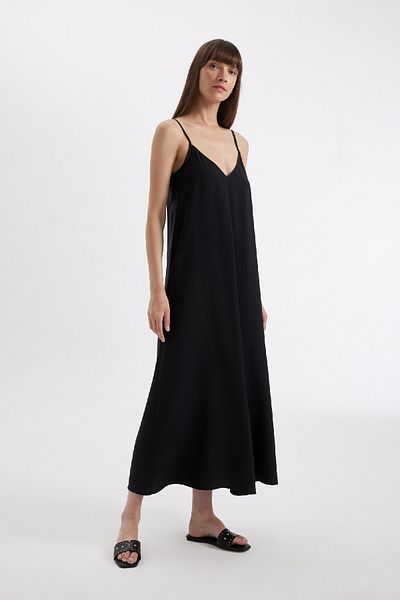 DeFacto Maxi φόρεμα V-Neck Strappy - A-Line D4804AX24HS
