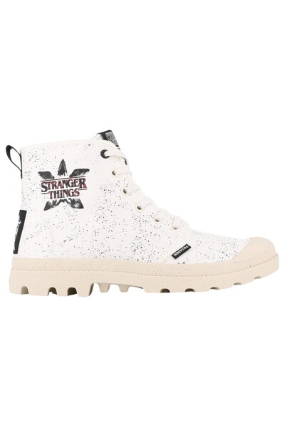Palladium Damen High Sneaker Pampa Hellfire Stranger Things High Top 74497-180-m Creme Cream White Baumwolle