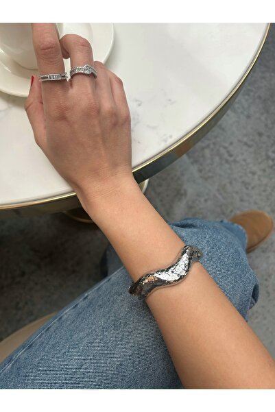Lita Silver Dokulu Kelepçe Bileklik