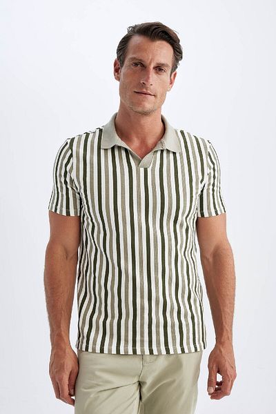 DeFacto Slim Fit gestreiftes Kurzarm-Poloshirt D4795AX24SM