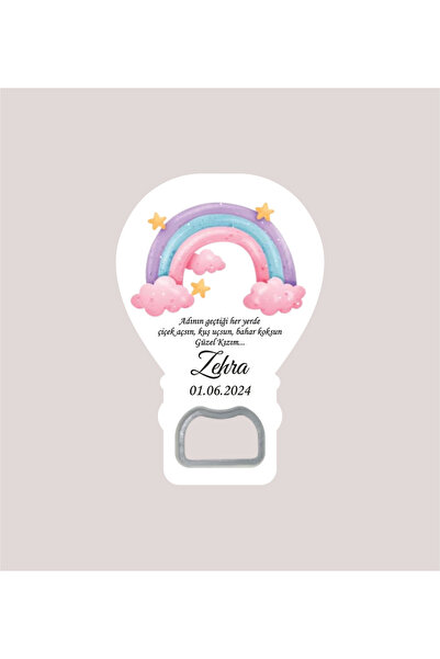 WMTasarim Gökkuşağı Temalı Açacak Magnet, Kız Bebek Magneti (Jelatin Paket He...