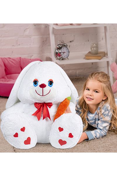 Özgüner Oyuncak 100 cm Giant Size Cute Plush Rabbit Holding Carrots in Hand