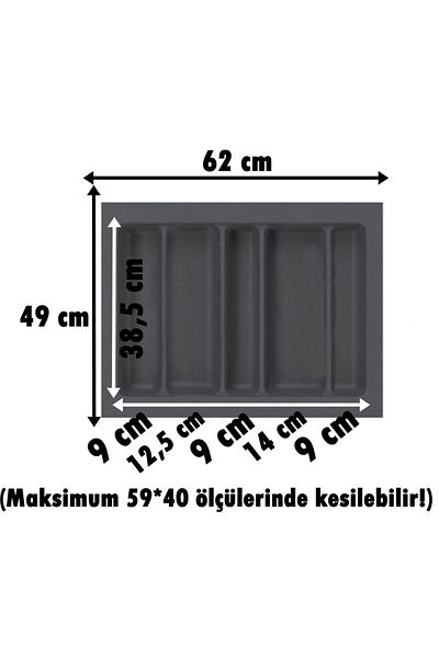 almital mobilya aksesuarları furniture accessories 62x49 εκ. Κουτάλα 5 θέσεων με γκρι συρτάρια - Δωρεάν κοπή