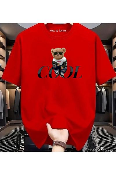 New Shine 1 T-Shirt Is a Gift for Purchases of 6 or More in the Cart - Cool Bear Printed Oversize T-Shirt