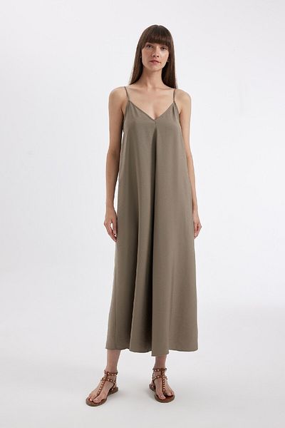 DeFacto V-Neck Strappy Maxi Dress - A-Line D4804AX24HS
