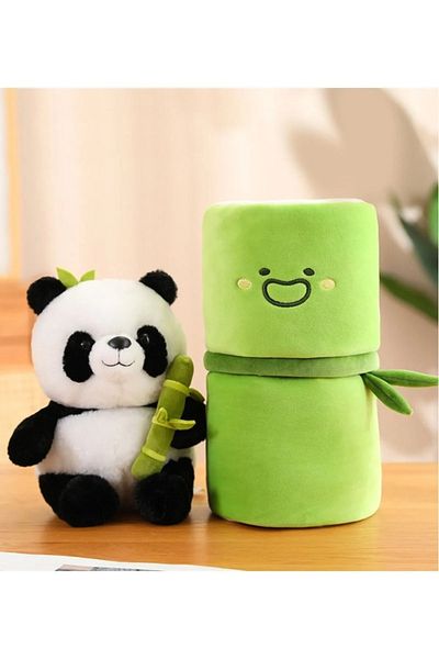 Özgüner Oyuncak Plush Toy Bamboo Shaped Bag Plush Panda Toy