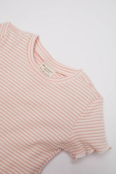 DeFacto Baby Girl Striped Crew Neck Ribbed Camisole T-Shirt - Short Sleeve D5192A524Sp