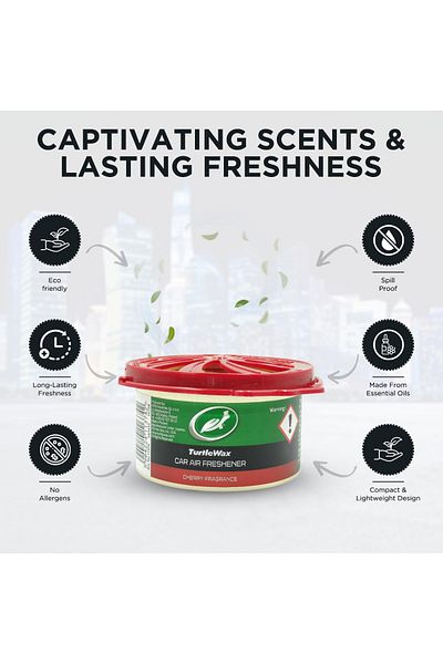 Turtle Wax Car Air Freshener Cherry Fragrance 40g – Long Lasting, Spill Proof, Compact Design